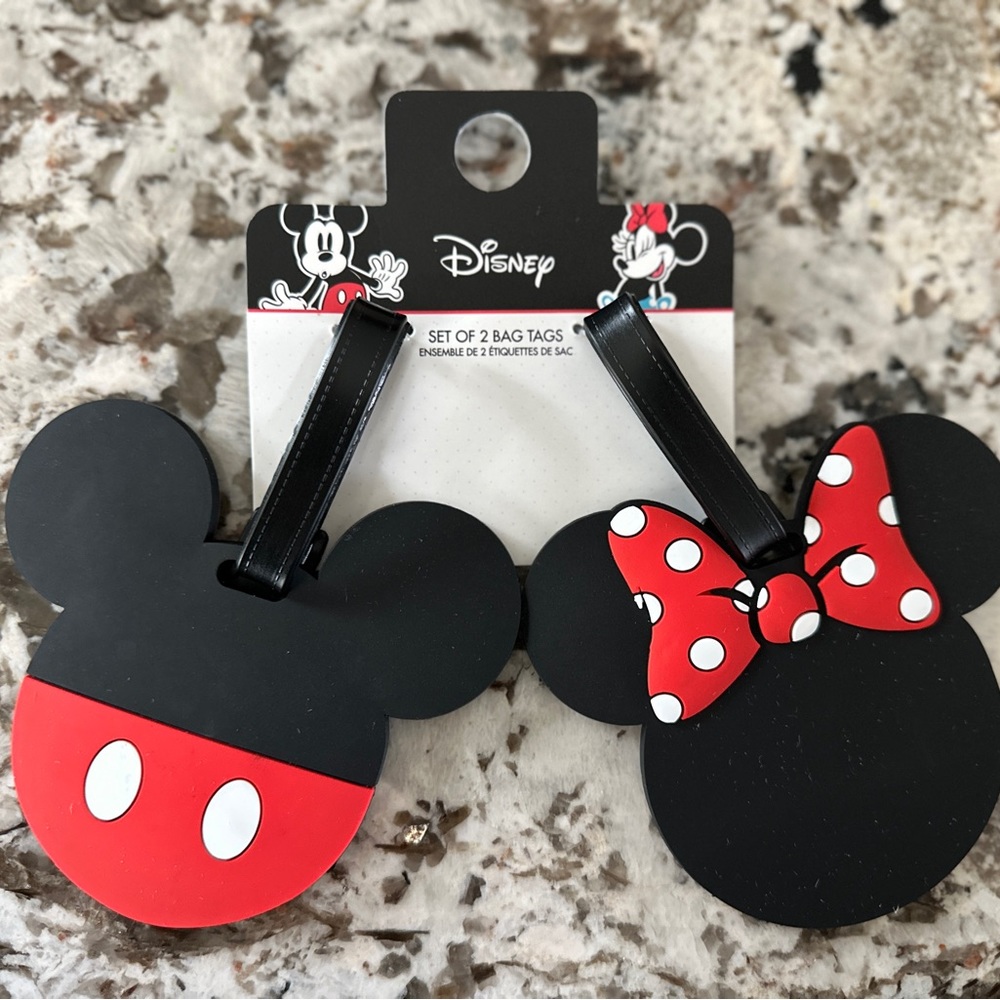 Disney Mickey Minnie Mouse His Hers Travel Luggage ID Tags Set